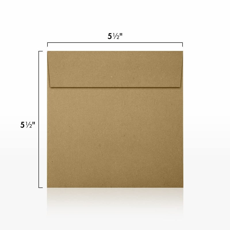 LUXPaper Square Invitation Envelopes | Peel & Press | 5 1/2" x 5 1/2" | Grocery Bag Brown | 70lb. Text | 50 Qty - Image 3
